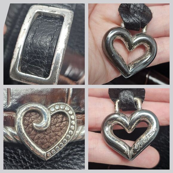 Brighton Womens Leather Crossbody Bag Wallet Organizer Purse Black Brown Charm - Picture 5 of 13